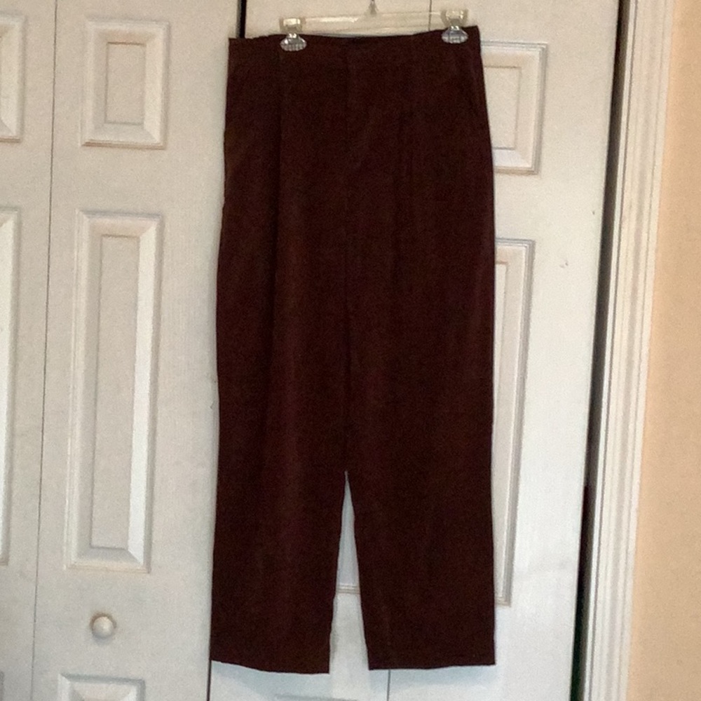Women’s Straight-Leg Dress Pants in Dark Brown size 12 white stag